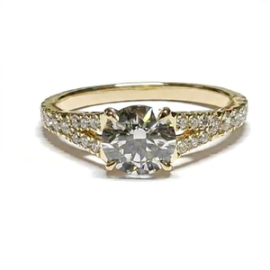 <span class=keywords><strong>Anello</strong></span> in Oro 14K di Qualità Premium 2026 con Diamante Coltivato in Laboratorio da 1 Carato F VS2 e Diamanti Laterali da 0,50 <span class=keywords><strong>Carati</strong></span> per Gioielleria Femminile alla Moda - Product Image 1