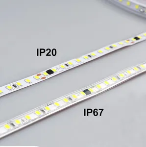 Ac 110V 220V điện áp cao SMD2835 LED Strip 120LED 10cm cắt IP20 IP67 ấm trắng không thấm nước linh hoạt SMD 2835 LED Strip ánh sáng