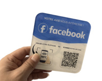 Placas NFC de Facebook con Código QR Dinámico Personalizable, Logotipo en Acrílico PVC, Soporte NFC, Placa NFC para Reseñas de Google