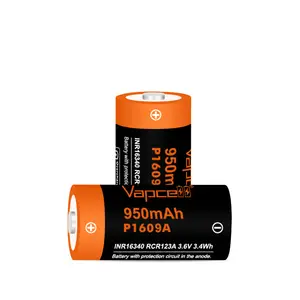 Vapcell 16340 P1609a Oplaadbare 950Mah 3a 3.7V Li-Ion Batterijen Icr123a Lithium Batterij Pk 16340 Litakalaa Voor Led Zaklamp