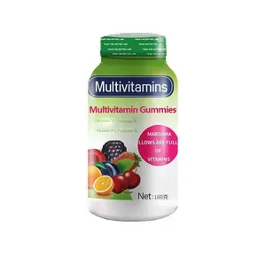 Caramelle gommose multivitaminiche all'ingrosso della fabbrica vitamina B, C, D integratore per adulti per bambini sapore misto di frutta multivitaminica
