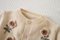 Cardigan en acrylique pour bébés filles, veste en tricot brodée florale, simple boutonnage, nouvelle collection automne/hiver, style coréen