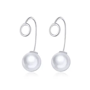 S925 sterling silver geometric pearl stud earrings manufacturer BSE362 fashion earrings