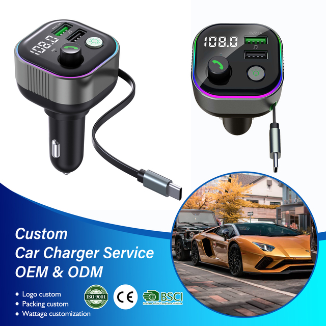 Wholesale Portable Multi-function GZ11 Stereo Car MP3 Player FM Transmitter BT5.4 Dual USB-C Ports Hands-Free Car Charger DSD