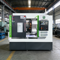 Tour CNC industriel à double broche, conception à banc incliné, avec capacité de tournage et de travail mécanique