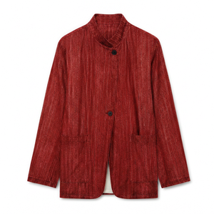 Blazer de Mujer, Corte Entallado, con Bordado 3D a Rayas, Cuello Mao, Manga Larga, Tejido Transpirable, Largo Regular, con un Solo Botón - Product Image 4