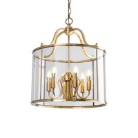 Lustre en laiton de style américain, design cage à oiseaux vintage, luminaire suspendu pour escalier domestique