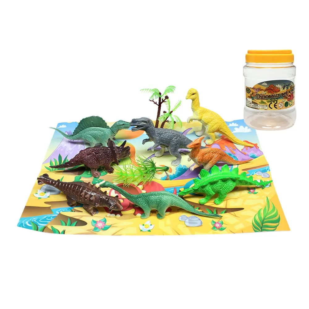 PVC bucket packaging mini dinosaur toy set plastic
