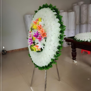 FU-004 Corona de <span class=keywords><strong>Flores</strong></span> Artificiales Blancas de Alta Calidad para Funeral, Decoración de <span class=keywords><strong>Cementerio</strong></span>, Condolencias - Product Image 3