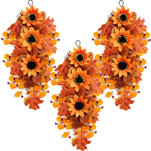 Adornos colgantes de otoño, girasoles artificiales, hojas de arce, guirnaldas para decoración del hogar en Halloween, decoración de jardín y balcón - Product Image 5