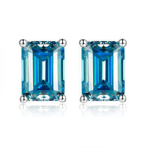 ต่างหูแบบติดหู ได้รับการรับรองจาก GRA เครื่องประดับงานแต่งงาน เงินแท้ ต่างหูหินทรายสีน้ำเงิน - Product Image 1