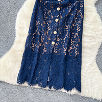 Robe décontractée pour femmes, élégante, bleu marine, dentelle, patchwork, col blanc, manches courtes, coupe évasée, avec ceinture, pour tous les jours