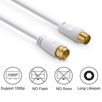 Câble coaxial RF 9,5 mm Type F plaqué or avec gaine en PVC, mâle-mâle, pour antennes TV satellite, caméras de vidéosurveillance et microphones