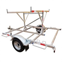 Remorque robuste à double couche, capacité 1000 kg, galvanisée à chaud, multi-niveaux, pour kayak, canoë et SUP