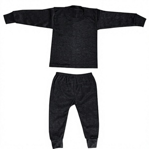 Ensemble de survêtement en coton noir uni pour bébés garçons, col ras du cou, manches longues, pantalon à taille élastique, tenue d'automne - Product Image 1