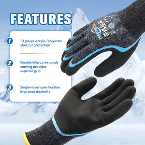 EN511 X1X 10G HPPE Guantes DE TRABAJO ANSI A4 resistentes a cortes Látex-Doble A4 Capa exterior de punto Acrílico Terry Guantes DE SEGURIDAD cepillados - Product Image 3