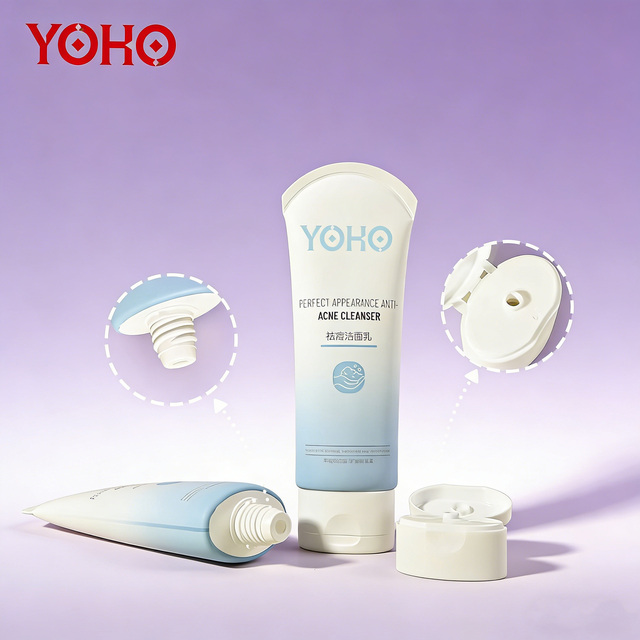 PCR Cosmetic Tube 80-120ml Face Wash Plastic Soft Oval Empty Flip Top Customizable Curve Seal Tail