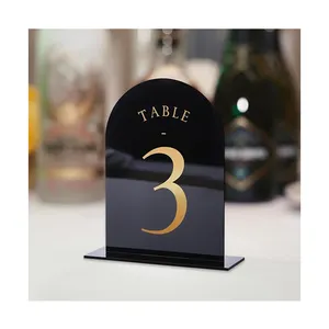 Özel restoran baskı akrilik numarası işaretleri akrilik siyah kemer düğün masa numaraları