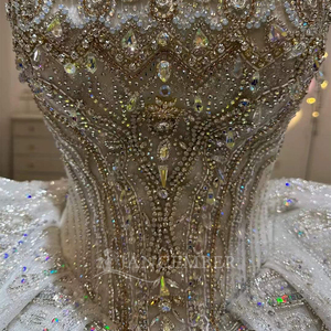 Robe de mariée de luxe en perles et dentelle brodée, style princesse, sans bretelles, Vestidos Lsjj79 - Product Image 5