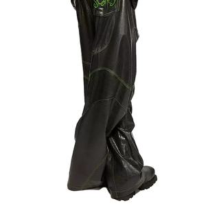 Pantalones de Cuero Negros Holgados Personalizados para Hombre, Estilo Urbano, con Bolsillo Trasero Bordado, Pantalones de Motociclista - Product Image 3