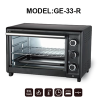 Mini-four électrique noir avec fonction grill rotatif, cuisson et rôtissage, capacité 33L, usage domestique et hôtelier -33-R