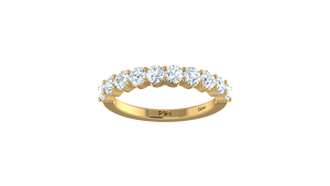 Oro de 14 quilates y diamantes naturales Anillo de banda de lujo de corte brillante redondo chapado en rodio de oro blanco de 10 piedras para Mujer | 1.01Ctw - Product Image 5
