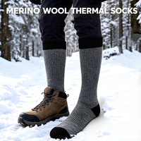 Chaussettes en laine mérinos personnalisées respectueuses de l'environnement, motif de marque personnalisé, auto-nettoyantes, évacuant l'humidité, pour la randonnée en sentier, l'hiver et les activités de plein air