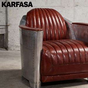 Canapé individuel classique en cuir véritable vintage et <span class=keywords><strong>aluminium</strong></span> moderne pour salon/hôtel, production OEM disponible. - Product Image 3