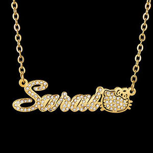 Collar con Colgante Personalizado de Acero Inoxidable con Baño de Oro de 18K, Diseño Moderno con Nombre, Número y Diamantes Microincrustados, Ideal para Fiestas - Product Image 3