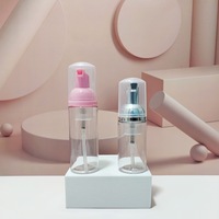 Bouteilles en plastique PET+PP beige en vrac avec pompe pour mousse nettoyante visage, disponibles en 30 ml, 40 ml, 50 ml, 60 ml, 70 ml, 80 ml et 100 ml
