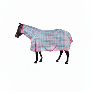Couverture pour cheval en maille PVC respirante avec tissu en polycoton et fermeture avant en cuir (10 tailles) - Product Image 6