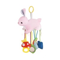 Jouet suspendu pour poussette de bébé en forme de lapin avec anneaux de dentition sensoriels pour siège auto, berceau, poussette