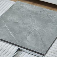2025 nouveau Design gris miroir travertin marbre réfrigérateur nid Table basse ensemble canapé Table d'appoint métallique pour salon luxe