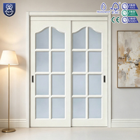 Portes Modernes Blanches en MDF PVC Étanche avec Cadre Fini, Surface de Haute Qualité, Portes Doubles Coulissantes pour Chambre à Coucher et Maison
