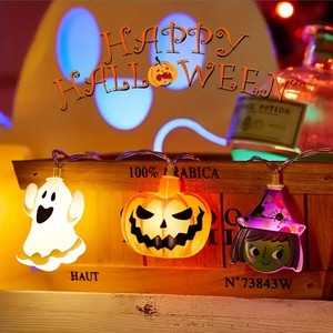 2024 China Battery Operated Mini <b>Lights</b> 3m 1.5m 10 <b>LED</b> Plastic Smile Pumpkin String Halloween Hanging Decorations - Product Image 4