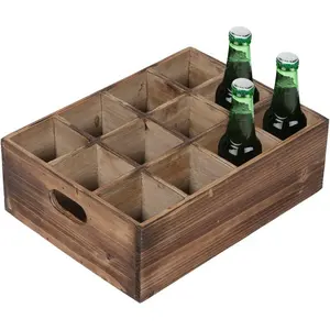 Farmhouse Wooden Storage Crate Beverage Serving Caddy with Carrying Handles wine crates wholesale