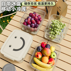 Conteneur de stockage alimentaire d'extérieur en plastique avec poignée, motif visage souriant, portable, pour fruits, camping, pique-nique - Product Image 2