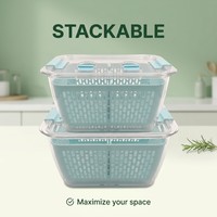 Stapelbare afwaterende voedselbewaarbak geventileerde plastic koelkastorganizer fruit- en groentemand OEM