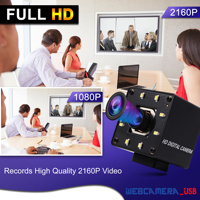 ELP Webcam 4K USB Fokus Otomatis, Kamera Penglihatan Malam Tanpa Distorsi Lensa IMX415 Sensor UVC Kamera Web Ultra HD untuk Konferensi Video