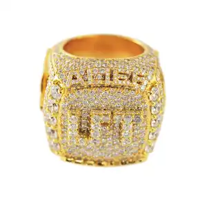 Iced out Gelbgold Ring Männer Hip Hop Silber Ring 925 Sterling gepflastert voll Moissan ite Diamond Champion Ring Custom