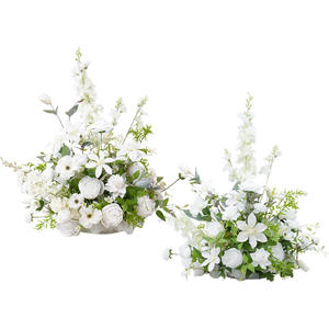 Arche de fleurs artificielles personnalisables en gypsophile, chemin de table floral, centres de table artificiels en roses pour la décoration de table de mariage - Product Image 2