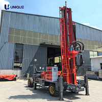 Machine de forage de puits portable professionnelle, 350 m de profondeur, plateforme de forage hydraulique pour puits d'eau, moteur diesel, type mobile sur roues