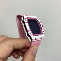 Montre mécanique sportive pour homme tendance, en fibre de carbone CNC rose 67-02, avec mouvement intégré et verre saphir, très vendue