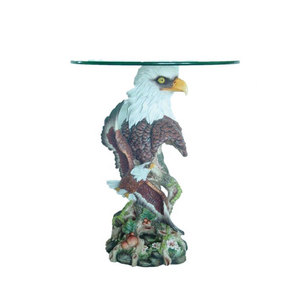24 pulgadas grande resina decoración <span class=keywords><strong>del</strong></span> hogar tema <span class=keywords><strong>animal</strong></span> águila cabeza de cristal mesa de café - Product Image 1