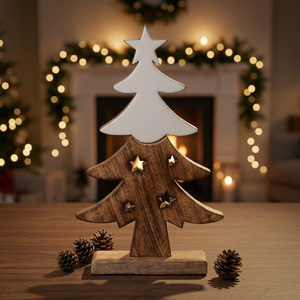 Natural Wood <b>Christmas</b> <b>Tree</b> Stand Tabletop Ornament Carved <b>Wooden</b> Holiday Decor for Home Office - Product Image 2