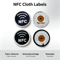 Étiquette de vêtement personnalisée lavable NFC RFID en polyester brodée pour la gestion et l'authentification des vêtements, des serviettes et du linge