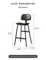 Tabouret de bar en fer forgé, chaise de pub, tabouret haut, minimaliste, moderne, pour bar à domicile, dossier rembourré, sans accoudoirs