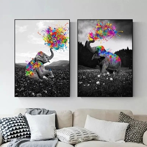 Vente en gros et livraison directe 100% peint à la main abstrait fait à la main <span class=keywords><strong>peinture</strong></span> à l'huile éléphant <span class=keywords><strong>Art</strong></span> mur toile <span class=keywords><strong>peinture</strong></span> - Product Image 4