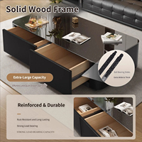 Ensemble de table basse en verre Starlight de style italien avec meuble TV, unité compacte moderne haut de gamme pour salon, durable et écologique