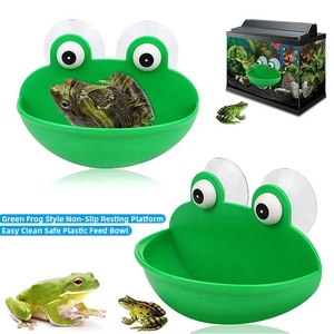 Ciotola di alimentazione in plastica antiscivolo con decorazione in stile rana verde acquatico piattaforma di riposo per anfibi - Product Image 1